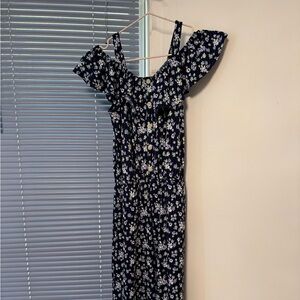 Justice Girls Navy Blue Printed Jumpsuit Large